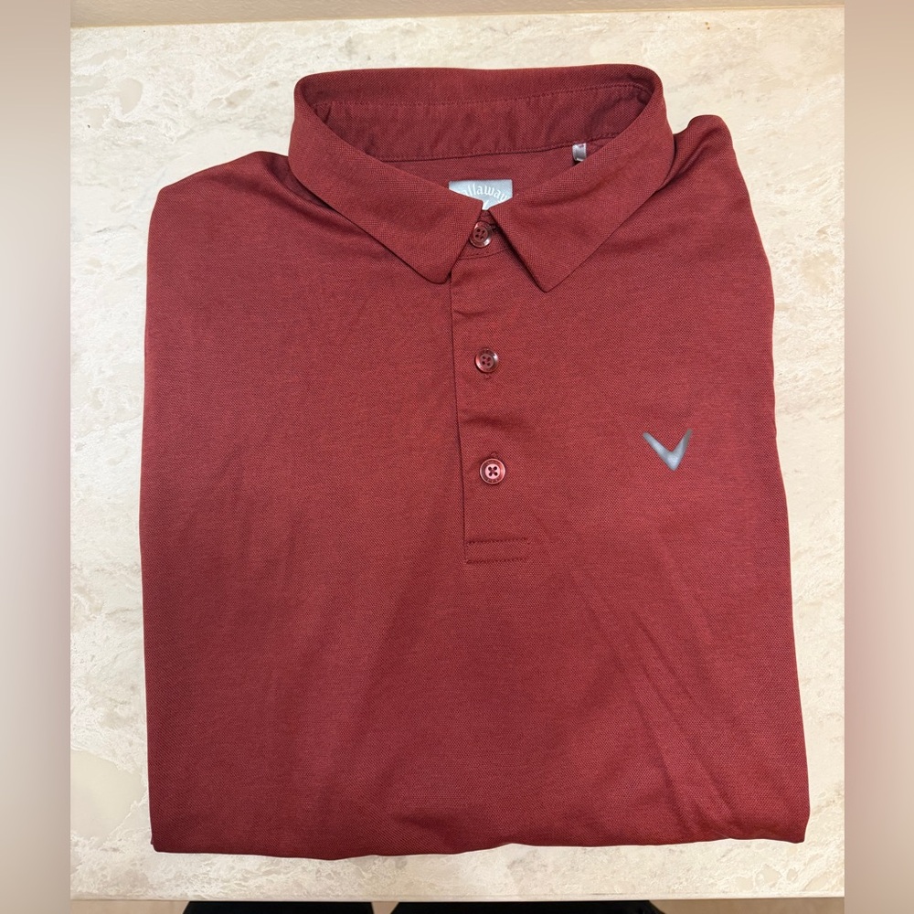 Callaway “Swing Tech” Opti-Dri Polo Shirt. Size Large, Color Burgandy